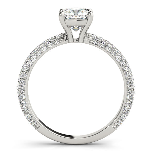 Elegant Pave Engagement Ring With Head Cushion Diamond Engagement Ring in 10K/14K gold and platinum with certified lab-grown or natural diamonds