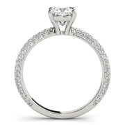 Elegant Pave Engagement Ring With Head Cushion Diamond Engagement Ring in 10K/14K gold and platinum with certified lab-grown or natural diamonds
