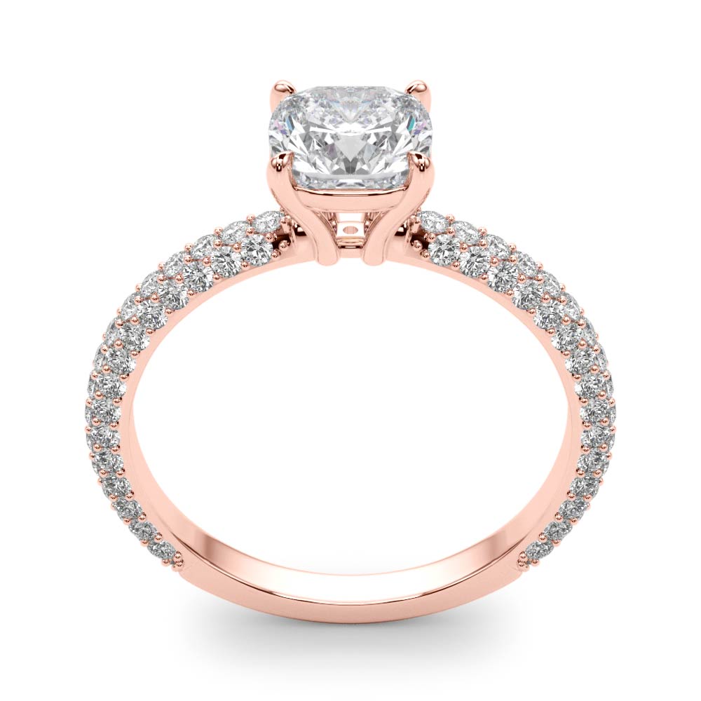 Elegant Pave Engagement Ring With Head Cushion Diamond Engagement Ring in 10K/14K gold and platinum with certified lab-grown or natural diamonds