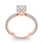 Elegant Pave Engagement Ring With Head Cushion Diamond Engagement Ring in 10K/14K gold and platinum with certified lab-grown or natural diamonds