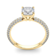 Elegant Pave Engagement Ring With Head Cushion Diamond Engagement Ring in 10K/14K gold and platinum with certified lab-grown or natural diamonds