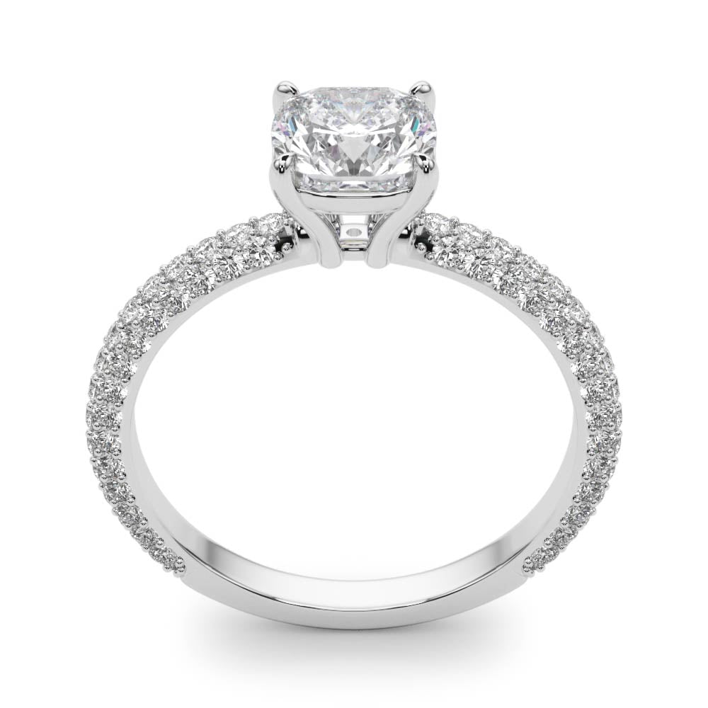 Elegant Pave Engagement Ring With Head Cushion Diamond Engagement Ring in 10K/14K gold and platinum with certified lab-grown or natural diamonds
