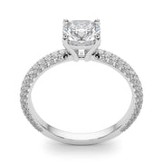 Elegant Pave Engagement Ring With Head Cushion Diamond Engagement Ring in 10K/14K gold and platinum with certified lab-grown or natural diamonds
