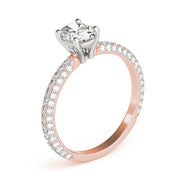 Vintage-Inspired Pave Engagement Ring With Center Oval Diamond Engagement Ring in 10K/14K gold and platinum with certified lab-grown or natural diamonds