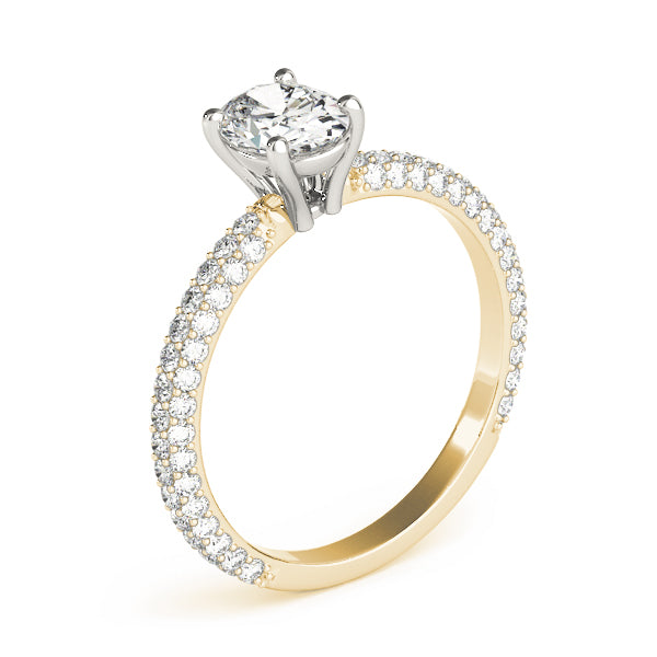 Vintage-Inspired Pave Engagement Ring With Center Oval Diamond Engagement Ring in 10K/14K gold and platinum with certified lab-grown or natural diamonds