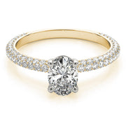 Vintage-Inspired Pave Engagement Ring With Center Oval Diamond Engagement Ring in 10K/14K gold and platinum with certified lab-grown or natural diamonds