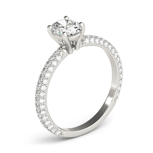Vintage-Inspired Pave Engagement Ring With Center Oval Diamond Engagement Ring in 10K/14K gold and platinum with certified lab-grown or natural diamonds