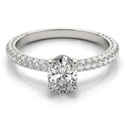 Vintage-Inspired Pave Engagement Ring With Center Oval Diamond Engagement Ring in 10K/14K gold and platinum with certified lab-grown or natural diamonds
