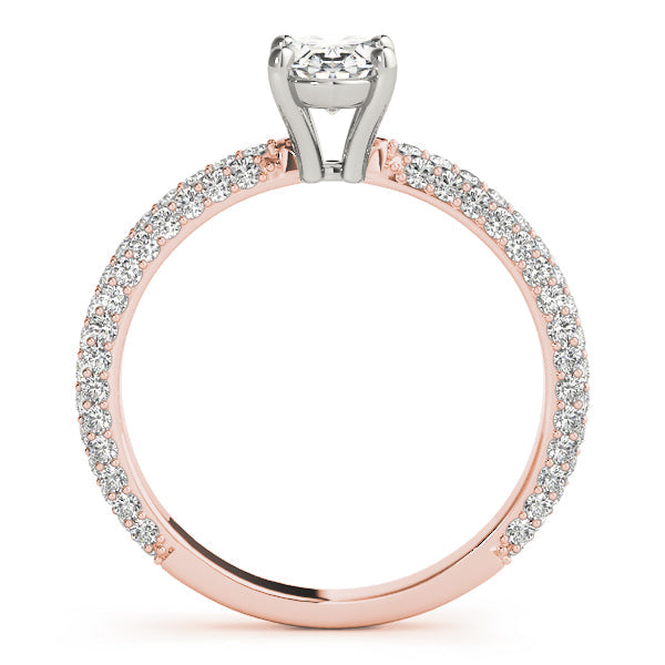 Vintage-Inspired Pave Engagement Ring With Center Oval Diamond Engagement Ring in 10K/14K gold and platinum with certified lab-grown or natural diamonds