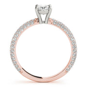 Vintage-Inspired Pave Engagement Ring With Center Oval Diamond Engagement Ring in 10K/14K gold and platinum with certified lab-grown or natural diamonds
