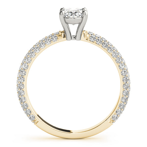 Vintage-Inspired Pave Engagement Ring With Center Oval Diamond Engagement Ring in 10K/14K gold and platinum with certified lab-grown or natural diamonds
