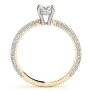 Vintage-Inspired Pave Engagement Ring With Center Oval Diamond Engagement Ring in 10K/14K gold and platinum with certified lab-grown or natural diamonds