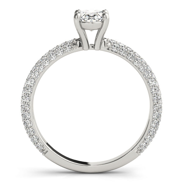 Vintage-Inspired Pave Engagement Ring With Center Oval Diamond Engagement Ring in 10K/14K gold and platinum with certified lab-grown or natural diamonds