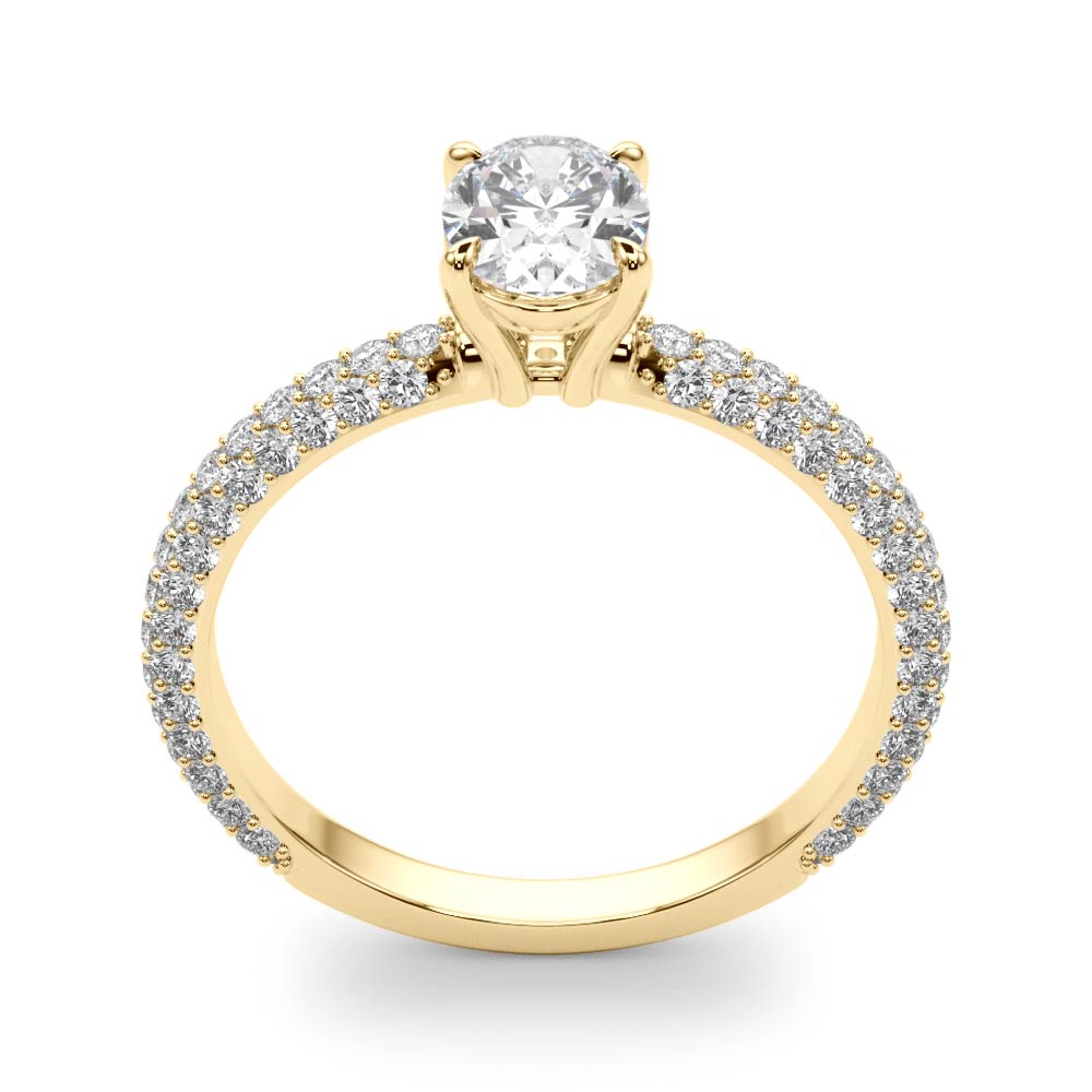 Vintage-Inspired Pave Engagement Ring With Center Oval Diamond Engagement Ring in 10K/14K gold and platinum with certified lab-grown or natural diamonds
