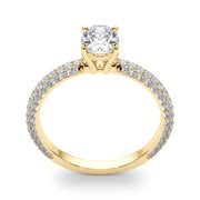 Vintage-Inspired Pave Engagement Ring With Center Oval Diamond Engagement Ring in 10K/14K gold and platinum with certified lab-grown or natural diamonds
