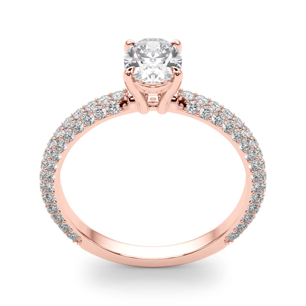 Vintage-Inspired Pave Engagement Ring With Center Oval Diamond Engagement Ring in 10K/14K gold and platinum with certified lab-grown or natural diamonds