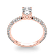 Vintage-Inspired Pave Engagement Ring With Center Oval Diamond Engagement Ring in 10K/14K gold and platinum with certified lab-grown or natural diamonds