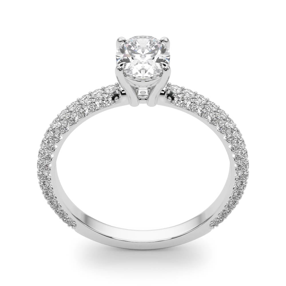 Vintage-Inspired Pave Engagement Ring With Center Oval Diamond Engagement Ring in 10K/14K gold and platinum with certified lab-grown or natural diamonds