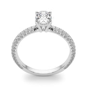 Vintage-Inspired Pave Engagement Ring With Center Oval Diamond Engagement Ring in 10K/14K gold and platinum with certified lab-grown or natural diamonds