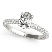 Vintage-Inspired Pave Engagement Ring With Center Oval Diamond Engagement Ring in 10K/14K gold and platinum with certified lab-grown or natural diamonds