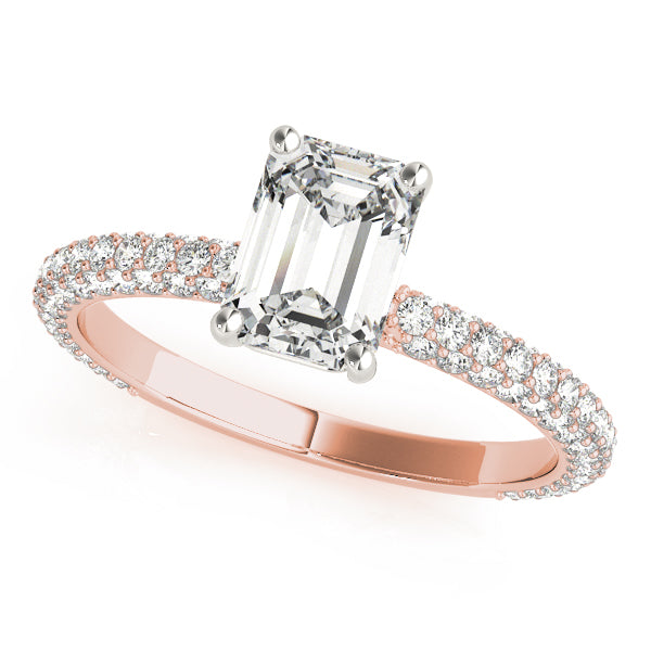 Heirloom Pave Engagement Ring With Cut Center Emerald Diamond Engagement Ring in 10K/14K gold and platinum with certified lab-grown or natural diamonds