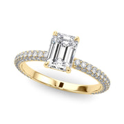 Heirloom Pave Engagement Ring With Cut Center Emerald Diamond Engagement Ring in 10K/14K gold and platinum with certified lab-grown or natural diamonds