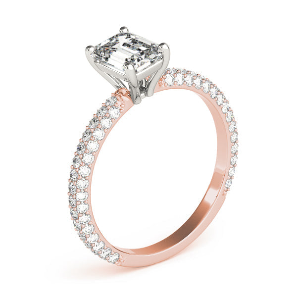 Heirloom Pave Engagement Ring With Cut Center Emerald Diamond Engagement Ring in 10K/14K gold and platinum with certified lab-grown or natural diamonds