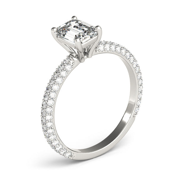 Heirloom Pave Engagement Ring With Cut Center Emerald Diamond Engagement Ring in 10K/14K gold and platinum with certified lab-grown or natural diamonds