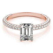 Heirloom Pave Engagement Ring With Cut Center Emerald Diamond Engagement Ring in 10K/14K gold and platinum with certified lab-grown or natural diamonds