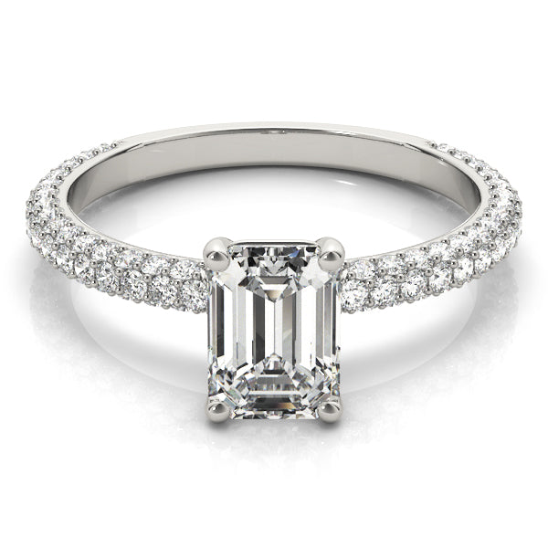 Heirloom Pave Engagement Ring With Cut Center Emerald Diamond Engagement Ring in 10K/14K gold and platinum with certified lab-grown or natural diamonds