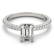 Heirloom Pave Engagement Ring With Cut Center Emerald Diamond Engagement Ring in 10K/14K gold and platinum with certified lab-grown or natural diamonds