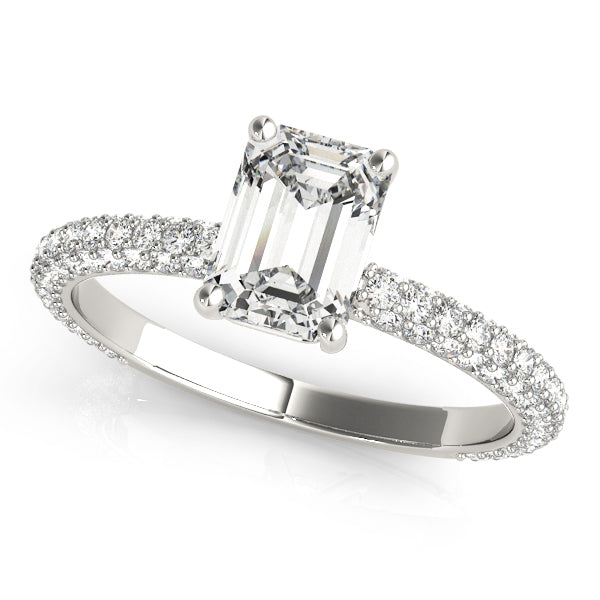 Heirloom Pave Engagement Ring With Cut Center Emerald Diamond Engagement Ring in 10K/14K gold and platinum with certified lab-grown or natural diamonds