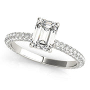 Heirloom Pave Engagement Ring With Cut Center Emerald Diamond Engagement Ring in 10K/14K gold and platinum with certified lab-grown or natural diamonds