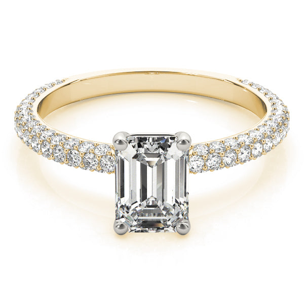 Heirloom Pave Engagement Ring With Cut Center Emerald Diamond Engagement Ring in 10K/14K gold and platinum with certified lab-grown or natural diamonds