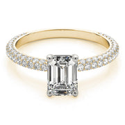 Heirloom Pave Engagement Ring With Cut Center Emerald Diamond Engagement Ring in 10K/14K gold and platinum with certified lab-grown or natural diamonds