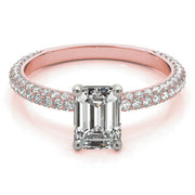 Heirloom Pave Engagement Ring With Cut Center Emerald Diamond Engagement Ring in 10K/14K gold and platinum with certified lab-grown or natural diamonds
