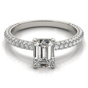 Heirloom Pave Engagement Ring With Cut Center Emerald Diamond Engagement Ring in 10K/14K gold and platinum with certified lab-grown or natural diamonds