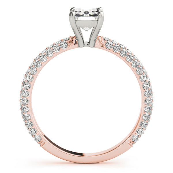 Heirloom Pave Engagement Ring With Cut Center Emerald Diamond Engagement Ring in 10K/14K gold and platinum with certified lab-grown or natural diamonds