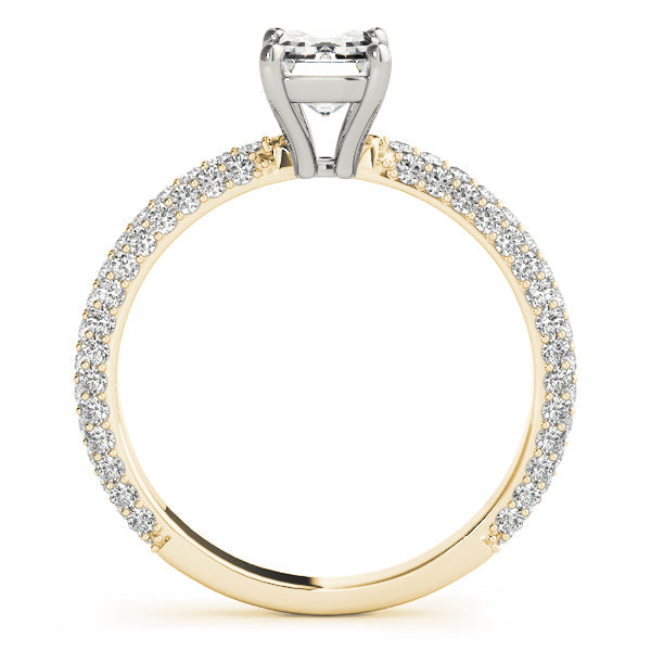 Heirloom Pave Engagement Ring With Cut Center Emerald Diamond Engagement Ring in 10K/14K gold and platinum with certified lab-grown or natural diamonds
