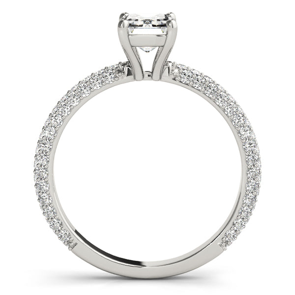 Heirloom Pave Engagement Ring With Cut Center Emerald Diamond Engagement Ring in 10K/14K gold and platinum with certified lab-grown or natural diamonds