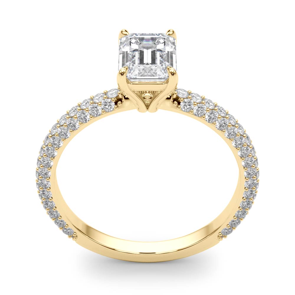 Heirloom Pave Engagement Ring With Cut Center Emerald Diamond Engagement Ring in 10K/14K gold and platinum with certified lab-grown or natural diamonds