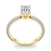 Heirloom Pave Engagement Ring With Cut Center Emerald Diamond Engagement Ring in 10K/14K gold and platinum with certified lab-grown or natural diamonds