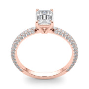 Heirloom Pave Engagement Ring With Cut Center Emerald Diamond Engagement Ring in 10K/14K gold and platinum with certified lab-grown or natural diamonds