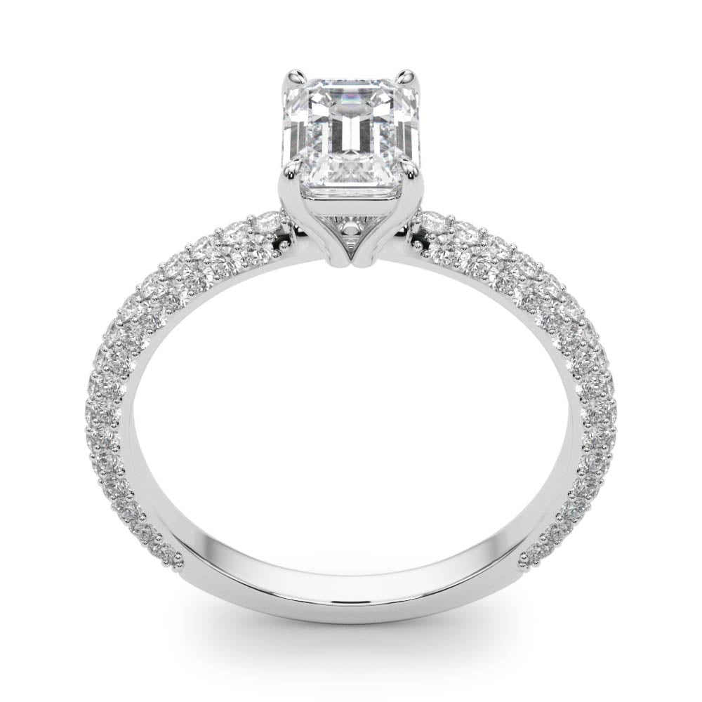 Heirloom Pave Engagement Ring With Cut Center Emerald Diamond Engagement Ring in 10K/14K gold and platinum with certified lab-grown or natural diamonds