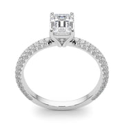 Heirloom Pave Engagement Ring With Cut Center Emerald Diamond Engagement Ring in 10K/14K gold and platinum with certified lab-grown or natural diamonds