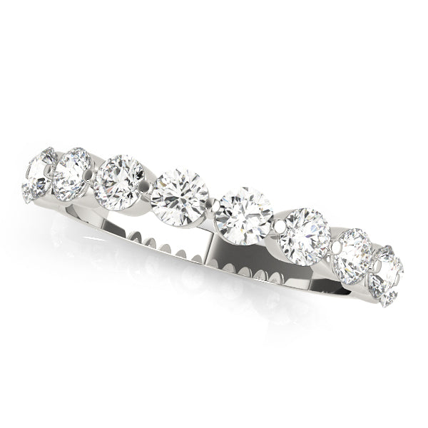 Single Shared Prong Half Eternity Ring in Gold & Platinum