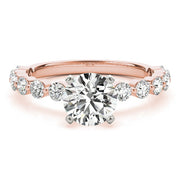 Luxe Single Prong Engagement Ring Round Diamond Engagement Ring in 10K/14K gold and platinum with certified lab-grown or natural diamonds