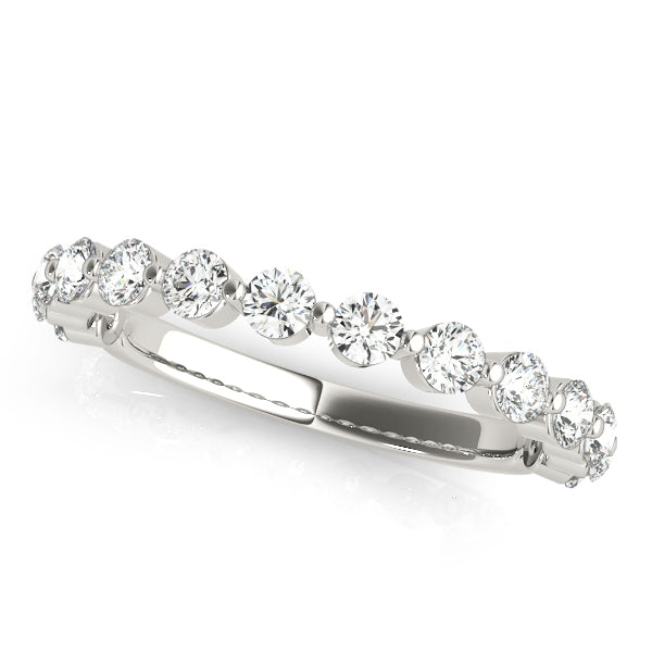 Single Shared Prong Half Eternity Ring in Gold & Platinum