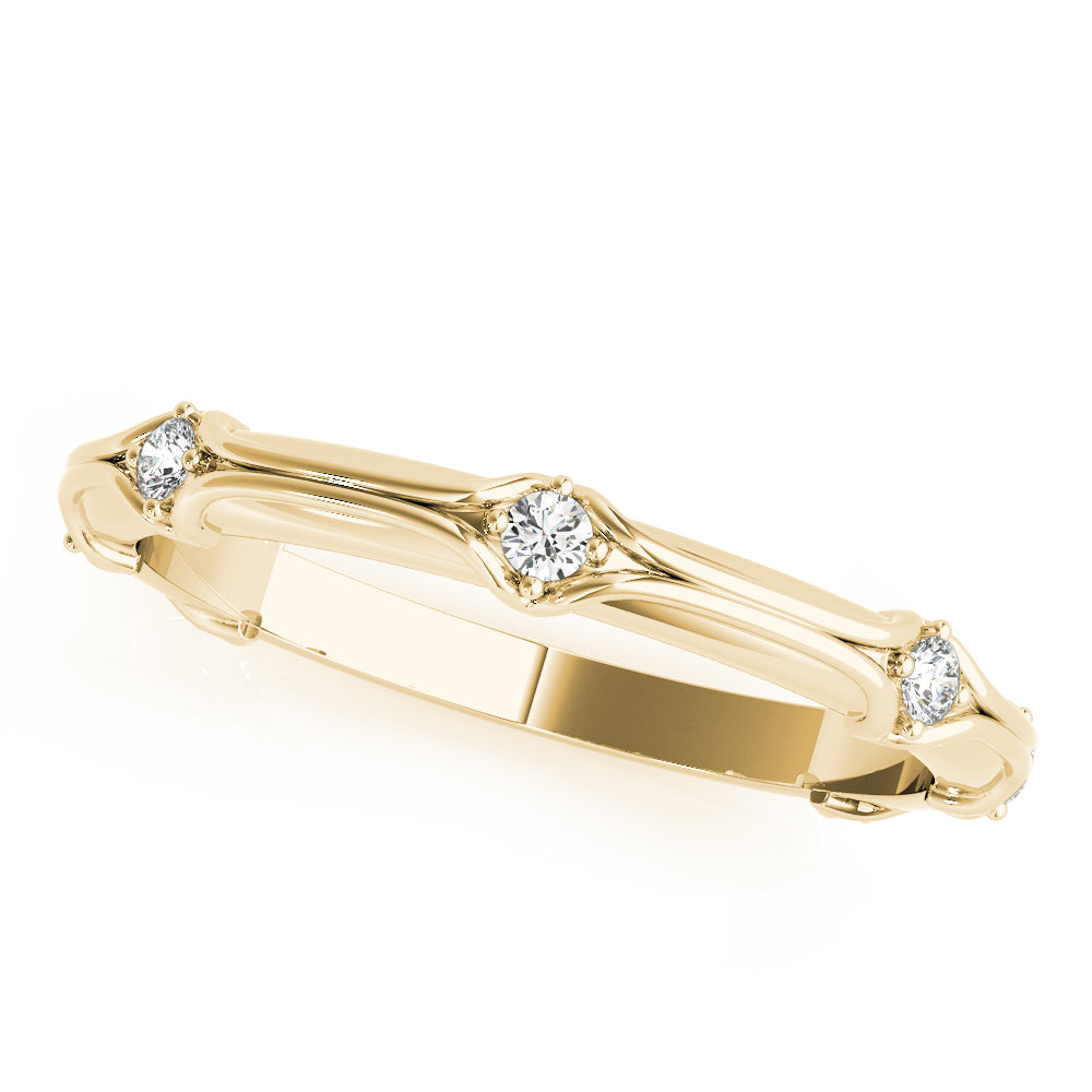 Stackable Accented Filigree Half Eternity Ring in 10K/14K gold and platinum with certified lab-grown or natural diamonds