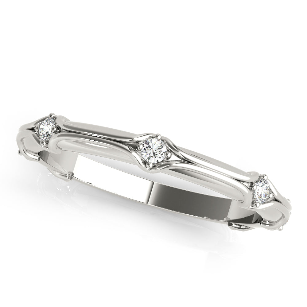 Stackable Accented Filigree Half Eternity Ring in Gold & Platinum